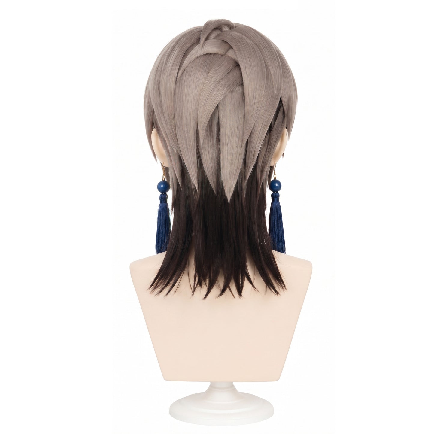 Back view of Gachiakuta Zanka cosplay wig with structured mullet shape
