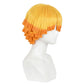 Zenitsu Agatsuma cosplay wig displayed on mannequin with bowl-cut silhouette