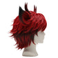 Alastor Wig Side View Showing Layered Red and Black Styling
