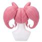 Back view of long pink Chibiusa cosplay wig with unstyled fibers