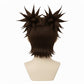 Back view of Choso cosplay wig featuring long flowing dark brown fibers and symmetrical dual ponytails