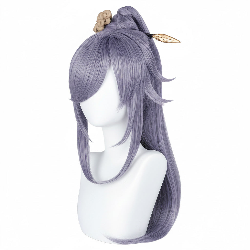 Example of the wig after trimming and styling to match Fu Hua’s look