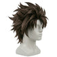 Side view showing the full-length, layered structure of Joseph Joestar's cosplay wig