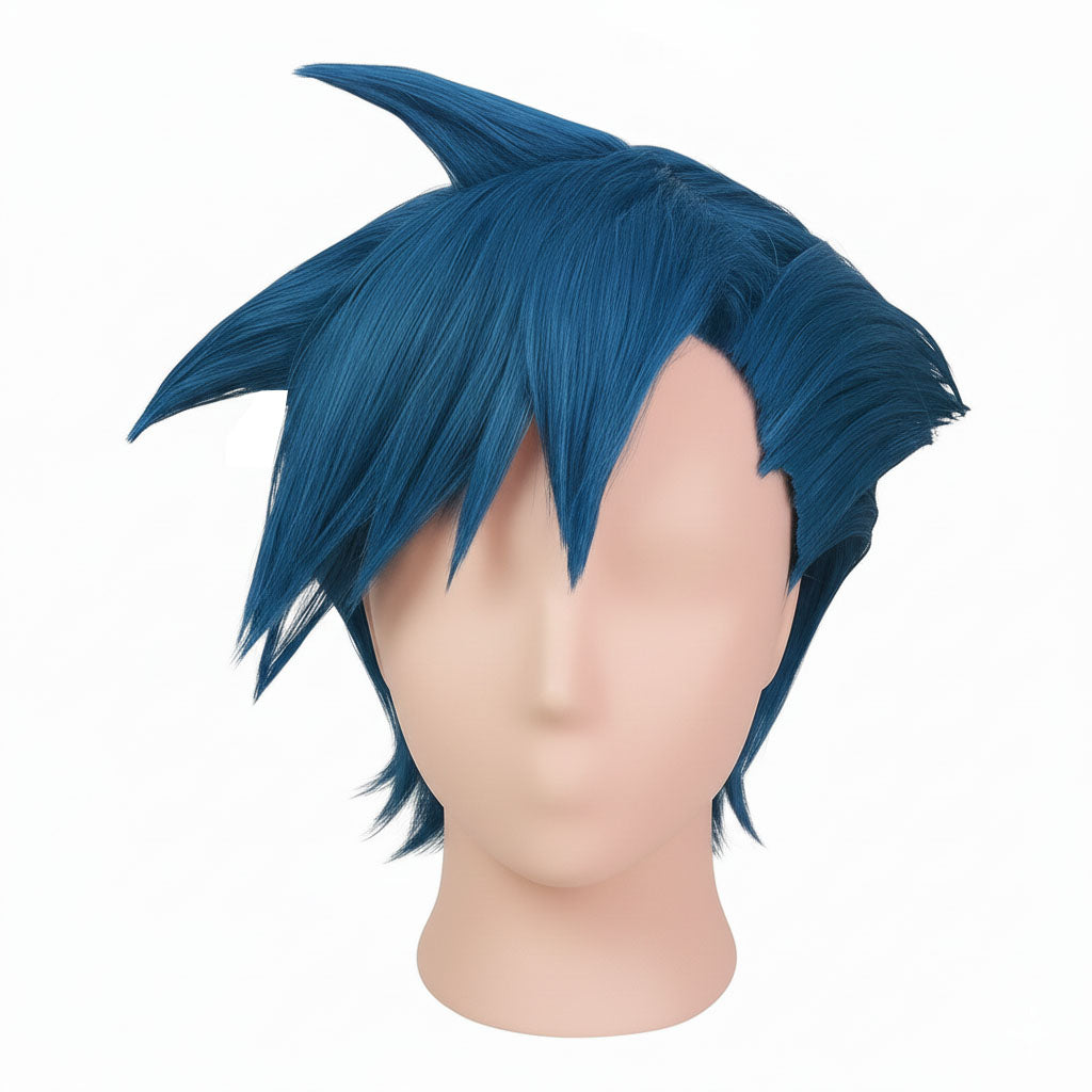 Kamina cosplay wig – premium blue spiked designer wig front view