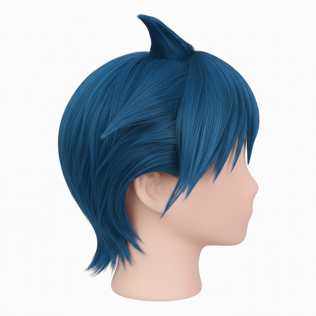 Kamina cosplay wig side view showing sharp hand-sculpted spikes