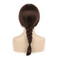 Back view of long brown wig ideal for Lara Croft braid styling