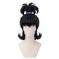 Front view of Lydia Deetz anime cosplay wig with black high ponytail