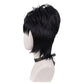 Side view of Beetlejuice Lydia Deetz black basic cosplay wig