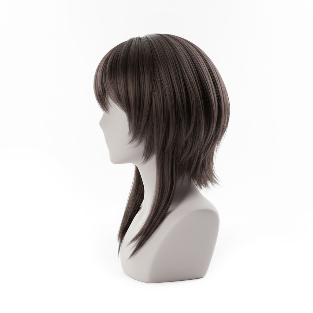 Side view of KonoSuba Megumin cosplay wig for anime cosplay