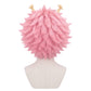 Back view of Mina Ashido wig featuring short fluffy pink layered hair, smooth synthetic fiber texture, and the signature My Hero Academia hairstyle silhouette