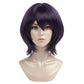 Front view of Motoko Kusanagi cosplay wig in purple-black color