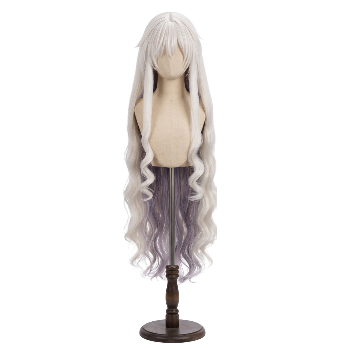Front view of Necrass cosplay wig with long blonde golden hair from Arknights