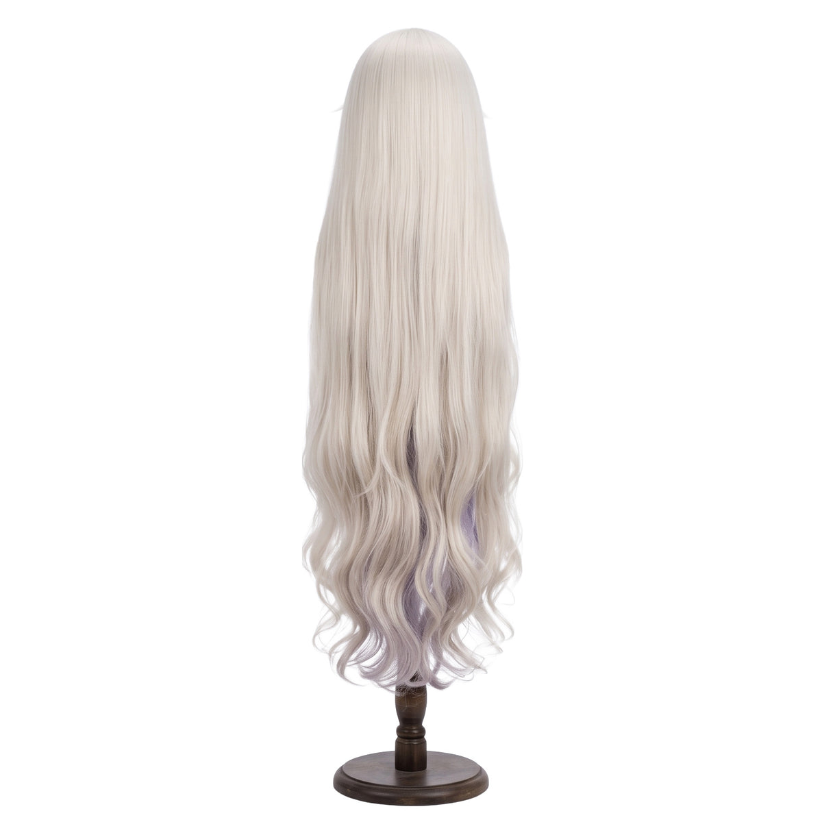Back view of Necrass long flowing golden blonde cosplay wig
