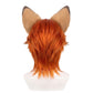 Back view of short orange red Nick Wilde cosplay wig with unstyled fibers