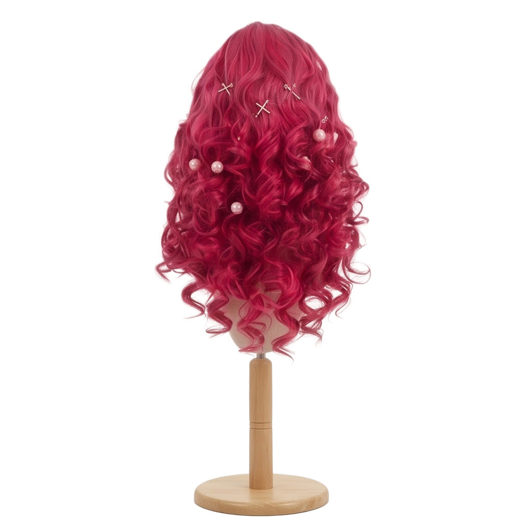 Back view of Pinkie Pie hot pink cosplay wig