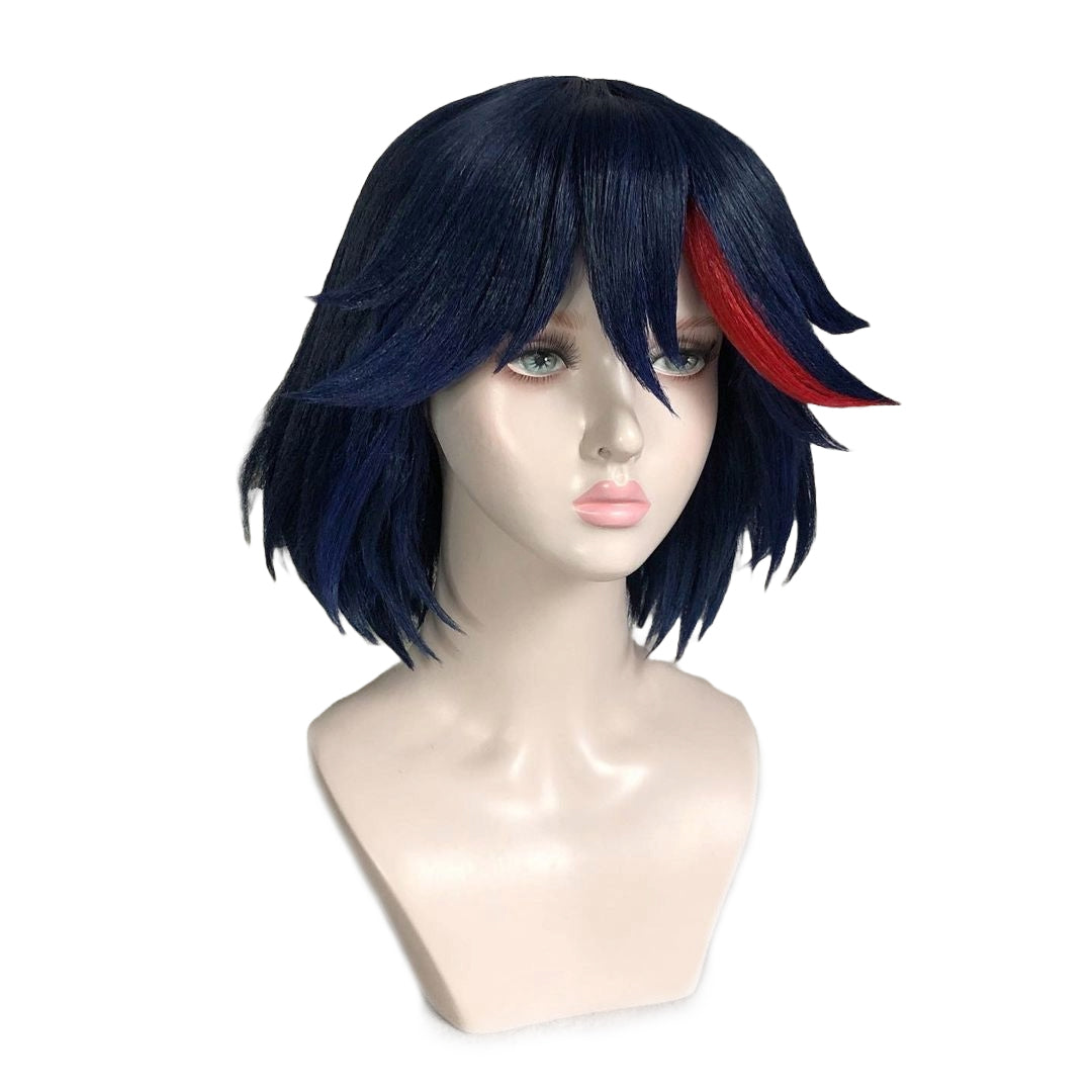 Ryuko Matoi Dark Blue Mixed Red Anime Cosplay Wig Girl Short Bob Wigs For Women Cosplay Party