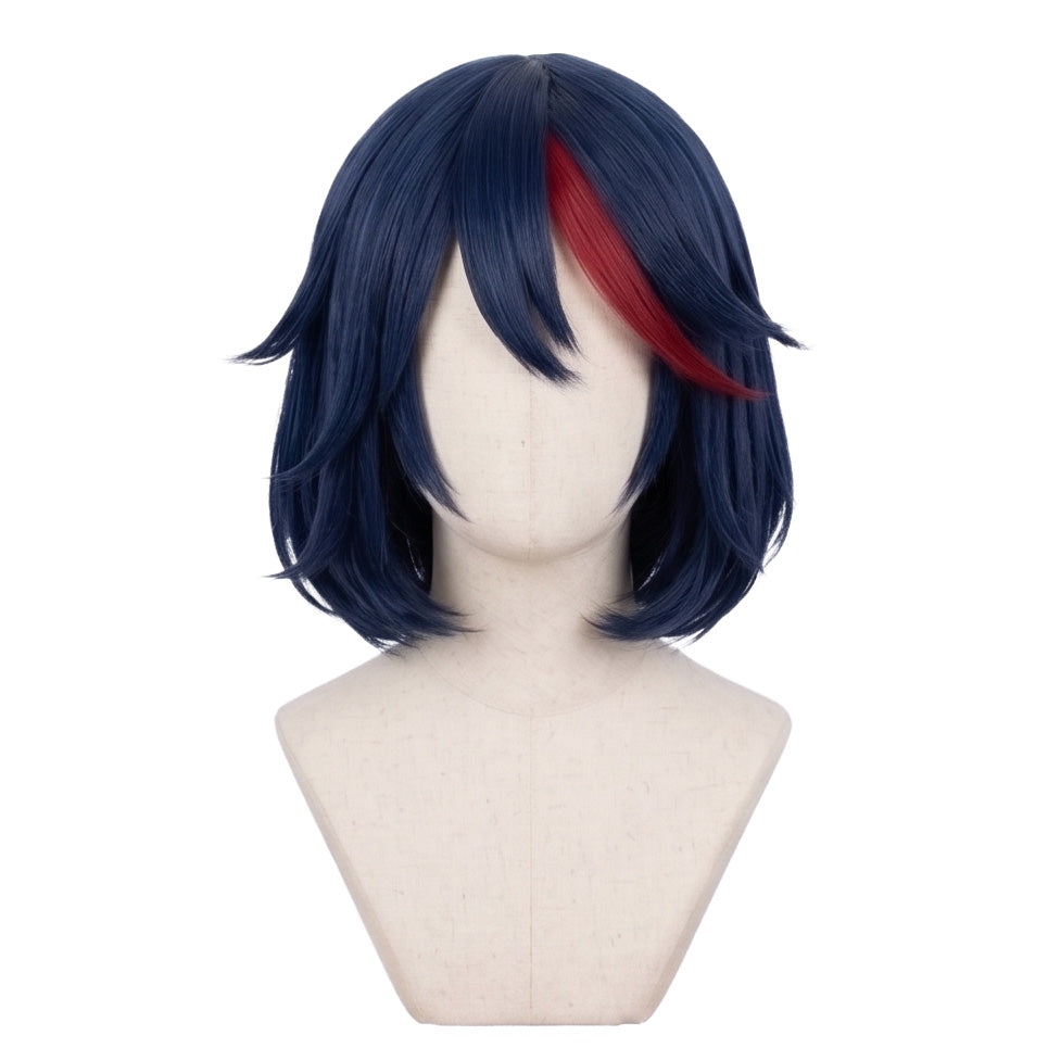 Ryuko Matoi Dark Blue Mixed Red Anime Cosplay Wig Girl Short Bob Wigs For Women Cosplay Party