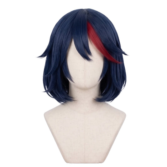 Ryuko Matoi Dark Blue Mixed Red Anime Cosplay Wig Girl Short Bob Wigs For Women Cosplay Party