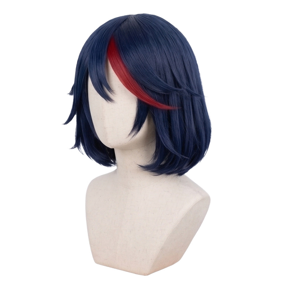 Ryuko Matoi Dark Blue Mixed Red Anime Cosplay Wig Girl Short Bob Wigs For Women Cosplay Party