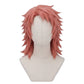 Sabito cosplay wig from Demon Slayer featuring handcrafted thick peach-colored spiky hair, layered lengths, messy styling, and side micro bangs over the forehead