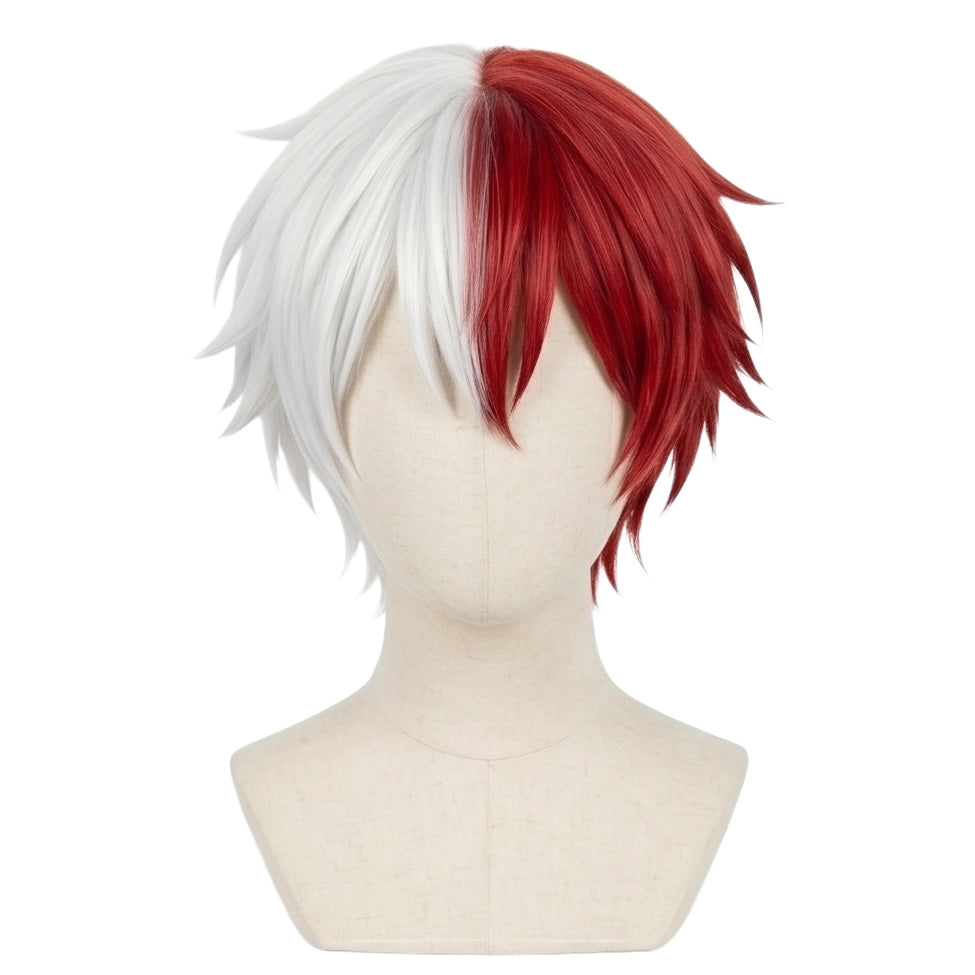 Shoto Todoroki cosplay wig on mannequin for styling reference