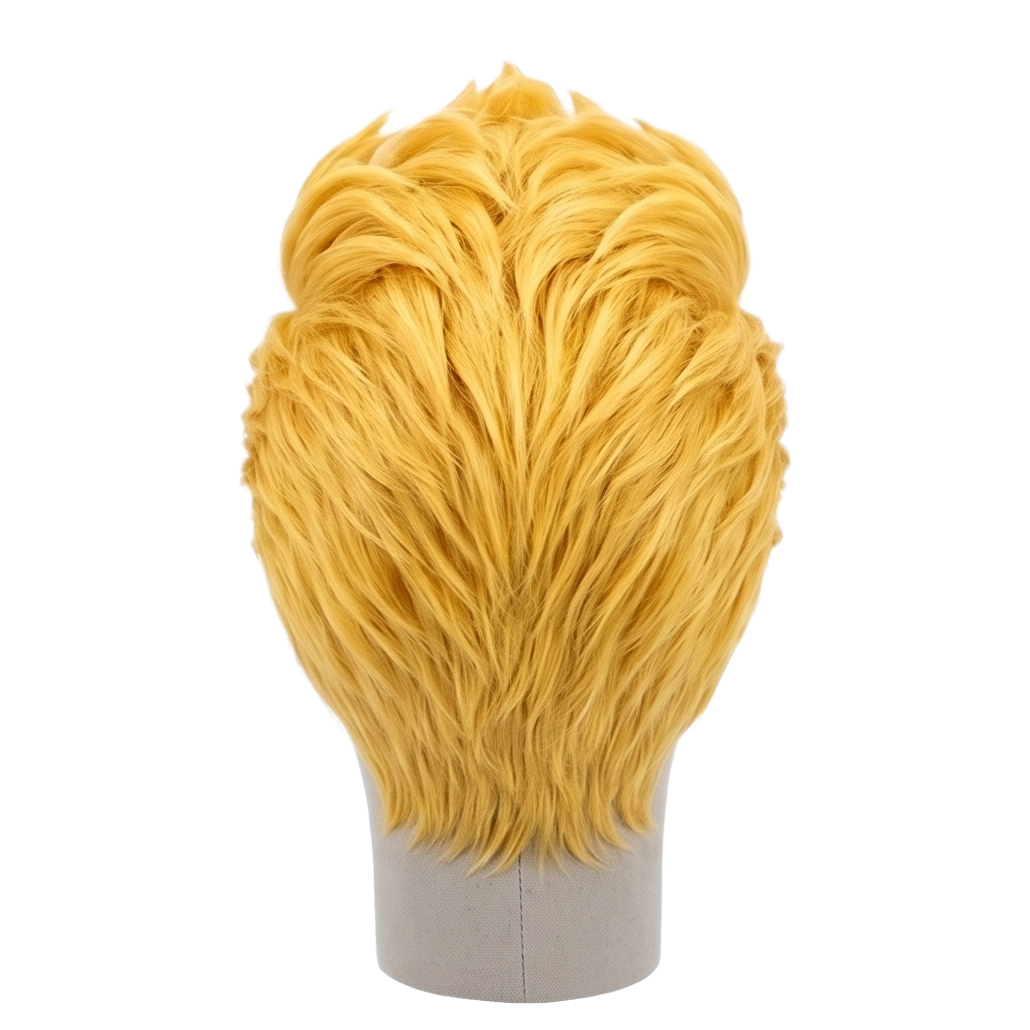 Back view of Takemichi Hanagaki cosplay wig with unstyled fibers