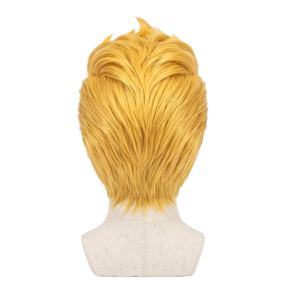 Back view of Tokyo Revengers Takemichi cosplay wig with layered texture