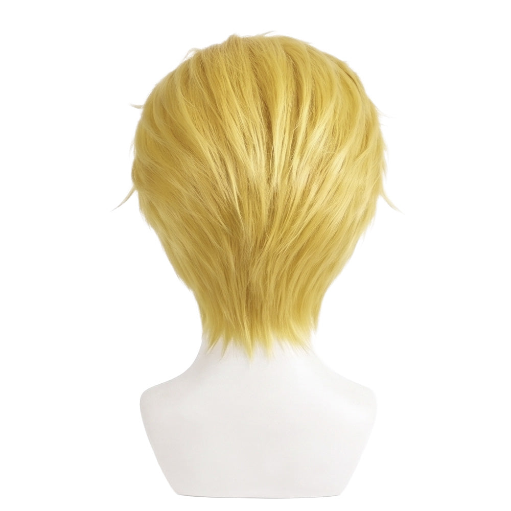 Back view of pale blonde Tamaki Suoh cosplay wig with full fiber coverage