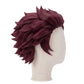 Right side view of Tanjiro Kamado wig featuring burgundy-red layered hair, textured ends, and the signature Demon Slayer character hairstyle