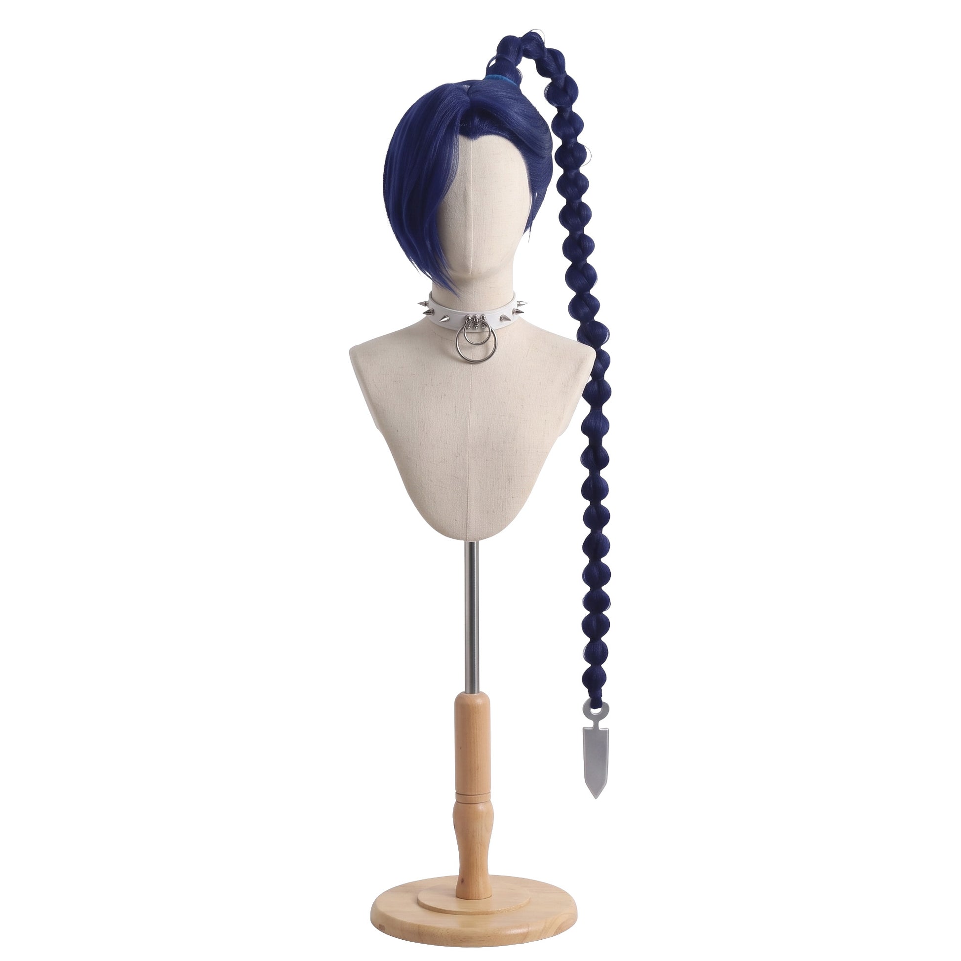 Front view of Thirteen Scissor Seven cosplay wig with long blue hair