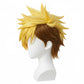 Side view of Trigun Vash wig showing sharp spiked silhouette