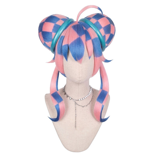 Front view of Yameii cosplay wig with pastel blue styling