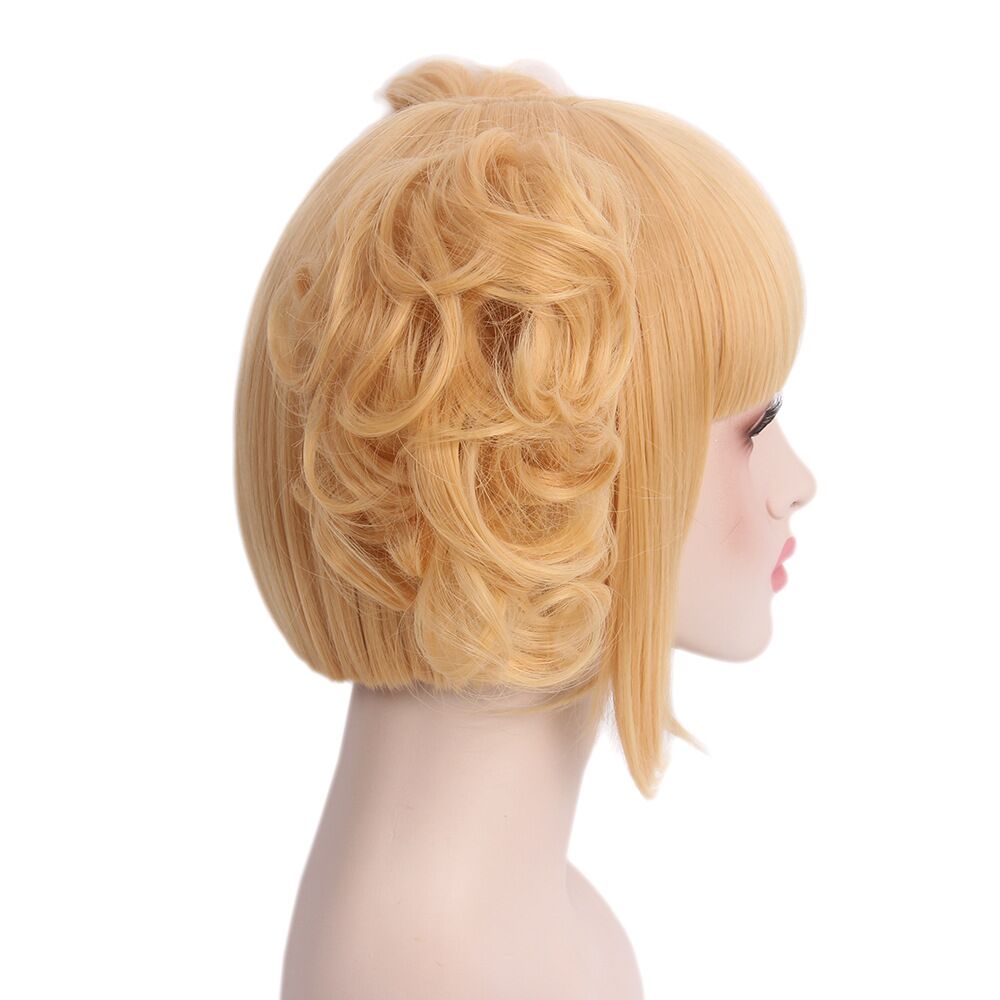 Himiko Toga Cosplay Wig Anime Double Buns Light Blonde Wavy Synthetic Short Hair For Lonita Party Blonde Costume for Halloween Christmas Party