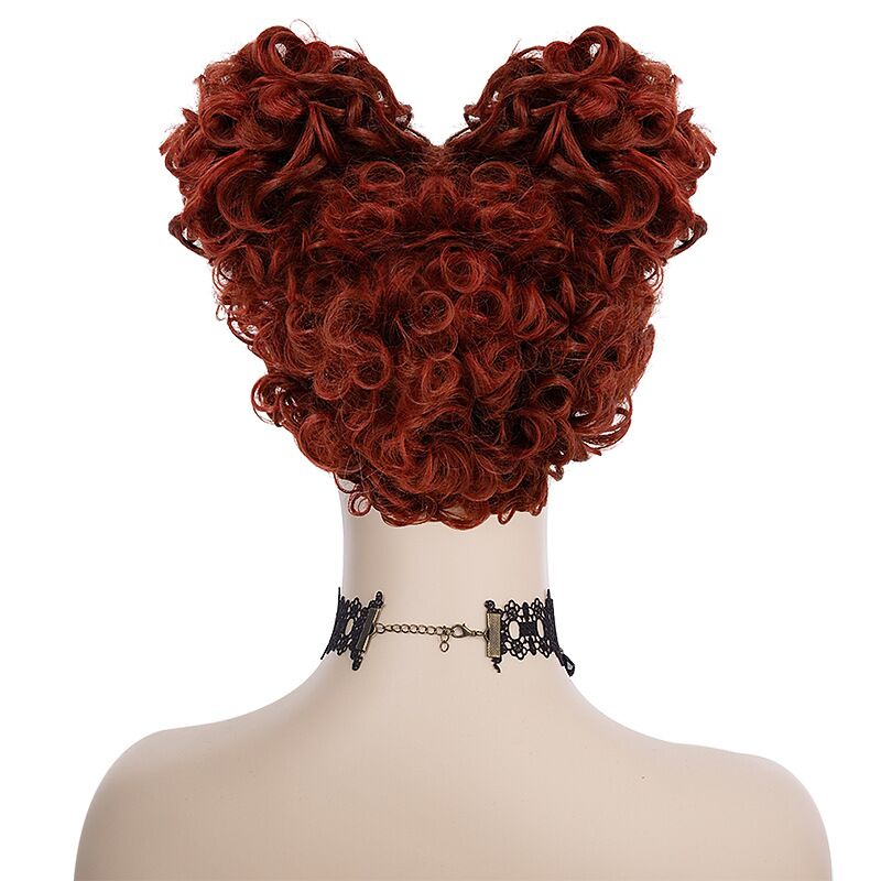 Winifred Sanderson Wigs Auburn Brown Short Curly Anime Red Heart Women Theme Party Cosplay Costume Wigs