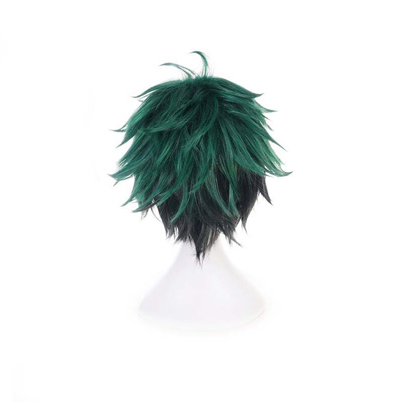 Deku Green Short Wavy Cosplay Wig Izuku Midoriya Anime Costume Boy's Synthetic Hair for Halloween Christmas Party