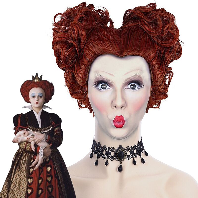 Winifred Sanderson Wigs Auburn Brown Short Curly Anime Red Heart Women Theme Party Cosplay Costume Wigs